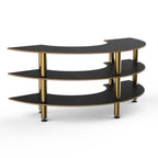 Thumbnail image #1 for Steelite International Mogogo, Modular MGCMSX01MBXF 3-Tier Curved Modular Buffet Serving Station, Nero Marquina Laminate, 81-1/2" x 41" x 35"H