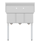 Thumbnail image #5 for Koolmore SC101410-N3 Three-Compartment Commercial Sink, 10 x 14 x 10 in Basins, 18-Gauge 304 Stainless Steel, Backsplash, Galvanized Legs