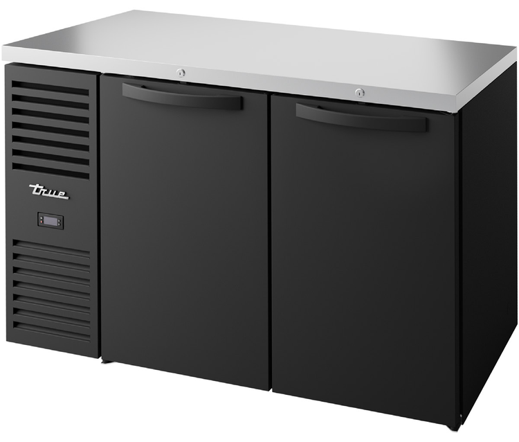 Product image #5 for True 52-Inch Two-Section Refrigerated Back Bar Cooler with Solid Locking Doors and Stainless Steel Top