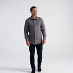 Thumbnail image #1 for Chef Works D151-GRY-L Men's Gray Poly/Cotton Formal Dress Shirt, Long Sleeve, Large