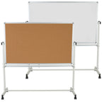 Thumbnail image #1 for Flash Furniture Hercules YU-YCI-005-CK-GG Mobile Reversible Magnetic Marker/Cork Board, 64-1/4"W x 64-3/4"H, Aluminum Frame