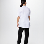 Thumbnail image #2 for Chef Works CBZ03W-WHT-XS Women's White Chef Coat, Raglan Short Sleeve, Offset Zip Front, Snap Collar, XS