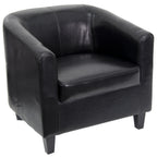 Thumbnail image #1 for Flash Furniture BT-873-BK-GG Upholstered Barrel Back Guest Chair with Sloping Arms, Black LeatherSoft Upholstery, Black Wood Legs