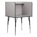 Thumbnail image #1 for Flash Furniture MT-M6221-SGLSC-GREY-GG Stand-Alone Study Carrel with Top Shelf, Height-Adjustable Legs, Wire Management Grommet, Nebula Grey