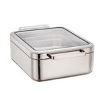Thumbnail image #1 for Eastern Tabletop Jazz 3877G 4 Qt Square Stainless Steel Induction Chafer with Hinged Glass Cover