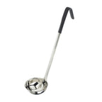 Thumbnail image #1 for Browne USA Foodservice 9948BLK 8 oz Stainless Steel Ladle, 12-4/5 in, One-Piece, Black Polypropylene Handle