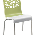 Thumbnail image #1 for Grosfillex US835724 Stacking Side Chair, Resin Back with Circles Cutout, Resin Seat, Tubular Steel Base Case of 4