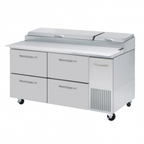 Thumbnail image #1 for Blue Air FSE LLC BAPP67-D4-HC Pizza Prep Table, 2-Section, 67"W, 4 Drawers, Side-Mounted Self-Contained Refrigeration