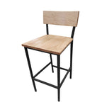Thumbnail image #2 for Oak Street BM-W702-2 Commercial Bar Stool with Distressed Wood Back and Seat, Tubular Metal Legs, and Footrest