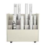 Thumbnail image #2 for Alpine Industries ADI625-WHI Mobile Blueprint Roll File / Large Document Organizer, 21-Slot, Wood, White