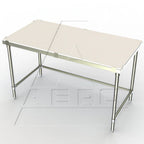 Thumbnail image #1 for AERO PSX-3072 Poly Top Work Table, 72"W x 30"D x 35"H, 3/4" Thick, Stainless Steel Base, Open Crossrails