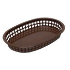 Thumbnail image #1 for TableCraft Products Chicago 1076BR Brown Oval Plastic Platter Basket, 10-1/2" x 7-1/4" x 1-1/2" Case of 36