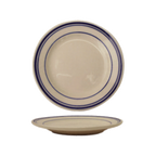Thumbnail image #1 for International Tableware Catania CT-31 Ceramic Plate, 6-1/4" Round, Rolled Edge, American White with Blue Band Case of 3 Dozen