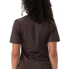 Thumbnail image #2 for Chef Works BCWSZ006-ESP-3XL Women's Chef Coat, Espresso, Short Sleeve, 3XL, Single-Breasted Zipper