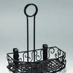 Thumbnail image #4 for American Metalcraft Ironworks CRS68 Semi-Round Black Wrought Iron Condiment Caddy with Flat Back and Menu Clips Case of 16