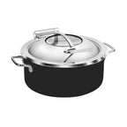 Thumbnail image #1 for Eastern Tabletop 5986GMB 6 qt Round Induction Chafer with Hinged Glass Lid, Stainless Steel, Black Finish