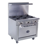 Thumbnail image #1 for Royal Range of California Royal Series RR-6 36-Inch Commercial Gas Range, 6 Open Burners, Standard Oven, Stainless Steel, High Shelf