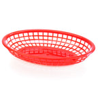 Thumbnail image #1 for New Star Foodservice Inc. 44164 Fast Food Basket, 9-1/4" x 6", Stackable, Oval, Plastic, Red Case of 3 Dozen