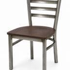 Thumbnail image #1 for ATSMFG AT&S-77C-VN Side Chair, ladder back, veneer wood seat, welded 1-1/8" square metal tubing, clear coat finish