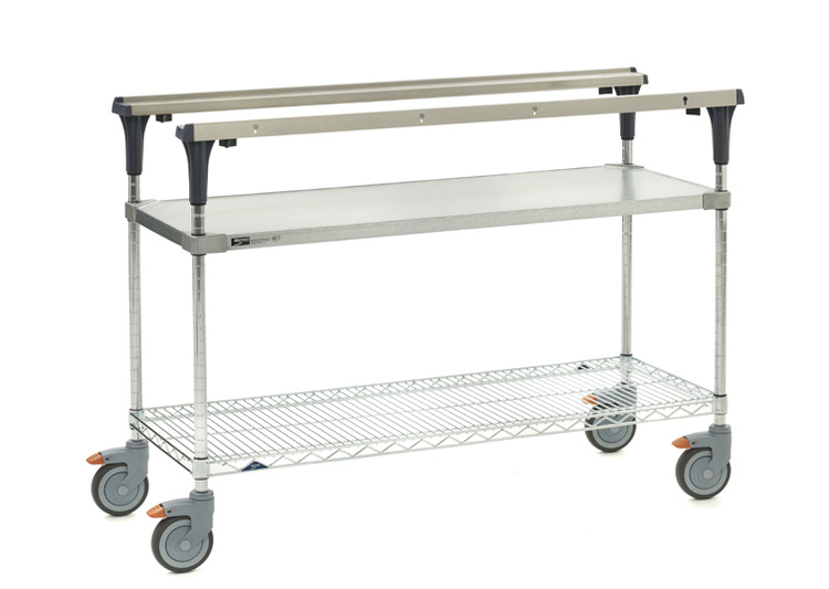 Product image #4 for Metro PrepMate MultiStation 48-Inch Mobile Prep Cart with Solid Galvanized Shelf and Brite Zinc Wire Shelf