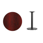 Thumbnail image #2 for Flash Furniture XU-RD-30-MAHTB-TR18-GG Round Mahogany Laminate Pedestal Table, 30" Diameter, Dining Height, Black PVC Edge