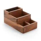 Thumbnail image #1 for American Metalcraft BARCA9 Acacia Wood Coffee Caddy, Vintage Black, 4 Compartments, 5"W x 9-1/2"D x 4-1/4"H Case of 6