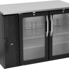Thumbnail image #1 for Victory Refrigeration VBBN48HC-G-B Two-Door Back Bar Refrigerator, 48"W, Glass Doors, Stainless Steel Top, Black Exterior