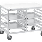 Thumbnail image #5 for Channel Manufacturing DS2414/P Double-Section Aluminum Bun Pan Rack Work Table, Poly Top, End-Load Slides, 5-Inch Casters
