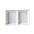 Thumbnail image #1 for Vertex China Ventana AV-D2 2-Compartment China Sauce Dish, 2 oz per Well, 5-1/4 x 3-1/4 in Case of 6 Dozen