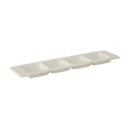 Thumbnail image #1 for Tuxton China AMU-557 Ceramic 4-Compartment Rectangular Plate, 12-3/4" L x 3-3/8" W x 3/4" H 1 Dozen