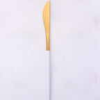 Thumbnail image #1 for Kadra Kitchenware Vikko Dine VF-KN10-VWG Steak Knife, Two-Tone Brushed White & Gold, 18/10 Stainless Steel Case of 12
