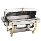 Thumbnail image #1 for Alegacy Foodservice Products Savoir AL510AE Full-Size Electric Stainless Steel Rectangular Chafing Dish with Roll-Top Dome Cover