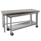 Thumbnail image #1 for Tarrison Products Ltd. TA-NT306048-KIT Stainless Steel Work Table with Nested Lower Table, 60"W x 30"D x 35"H, Open Base