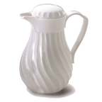 Thumbnail image #1 for Alegacy Foodservice Products IP4022W40P Insulated Push-Button Beverage Pitcher, 40 oz, White Porcelain-Look Exterior