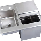 Thumbnail image #5 for BK Resources BK-DIBHL-2118 Drop-In Ice Bin with Sink, Right-Side Bin, Sliding Lid, Without Cold Plate, 304 Stainless Steel, 21 x 18 Inches