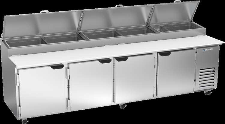Product image #5 for Beverage-Air DP119HC Four-Door Deli/Pizza Prep Table, 119-Inch, 42.2 Cu. Ft., Side-Mounted Self-Contained Refrigeration