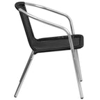 Thumbnail image #2 for Flash Furniture TLH-020-BK-GG Commercial Stacking Armchair, Black, Aluminum Frame, Rattan Seat and Back