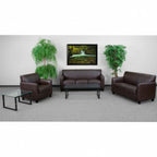 Thumbnail image #1 for Flash Furniture Hercules - Diplomat BT-827-SET-BN-GG Reception Seating Set with Chair, Loveseat and Sofa, Brown LeatherSoft Upholstery