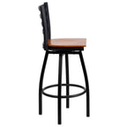 Thumbnail image #2 for Flash Furniture Hercules XU-6F8B-LADSWVL-CHYW-GG Metal Ladder-Back Bar Stool with Cherry Finish Plywood Swivel Seat