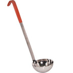 Thumbnail image #1 for AllPoints Foodservice Parts & Supplies Kool Touch 1371125 8 oz Stainless Steel Ladle with 13" Orange Plastic Handle
