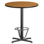Thumbnail image #1 for Flash Furniture XU-RD-36-NATTB-T3030B-3CFR-GG Round Bar-Height Pedestal Table, 36" Diameter, Natural Laminate Top, Black PVC Edge