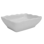 Thumbnail image #1 for CAC China Sushia SHA-32 Rectangular Wavy Porcelain Sauce Dish, Super White, 3-1/4" x 2-3/8" x 1" Case of 4 Dozen