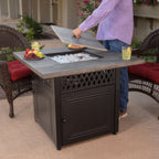 Thumbnail image #2 for Chef Master Endless Summer GAD19101ES Square Outdoor LP Gas Fire Pit Table, 37-4/5-Inch, DualHeat Technology, Faux Wood Top