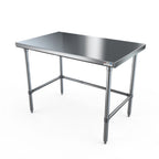 Thumbnail image #1 for NBR Equipment TS-3024-X Stainless Steel Corner Work Table, 30"W x 24"D, 18-Gauge 400 Series Flat Top, Open Cross-Braced Base