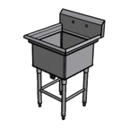 Thumbnail image #1 for Pacific Stainless Products SCS1818-16NO 1-Compartment Stainless Steel Sink, No Drainboard, 18 x 18 x 12 in Bowl, 16 Gauge