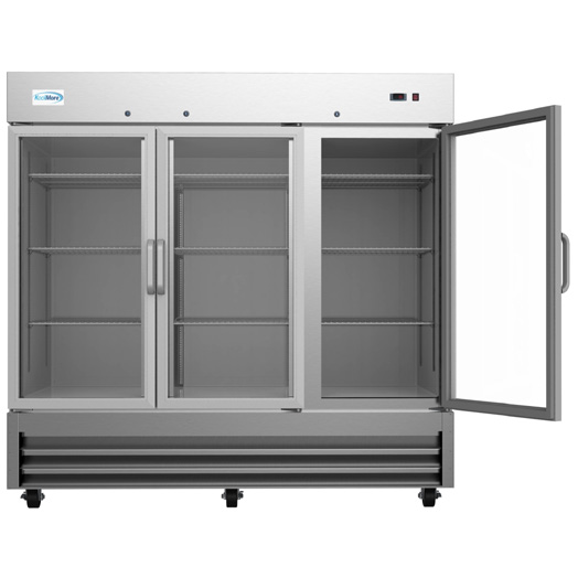 Product image #11 for KoolMore 81-Inch Three-Section Glass Door Reach-In Refrigerator, 72 Cu. Ft., Bottom-Mount Self-Contained