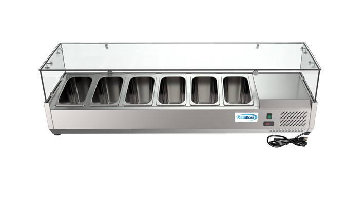Product image #5 for KoolMore 59-Inch Refrigerated Countertop Prep Table with 6 1/3-Pan Capacity and Double Tempered Glass Guard