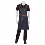 Thumbnail image #1 for Chef Works Memphis AB035-IBL-0 Bib Apron, Indigo Blue 100% Cotton Denim, 34"L x 30"W, Adjustable Neck, 4 Pockets