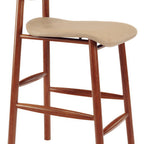 Thumbnail image #1 for Tramontina USA, Inc. 14325-131 Beige Upholstered Bar Stool, Brazilian Oak Wood Legs, Faux Leather Seat, Plain Back, Armless
