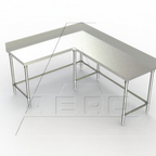 Thumbnail image #1 for AERO Manufacturing 3TCBX-60120 Stainless Steel Corner Work Table, 120 x 60 in, 24 in Working Depth, 4 in Backsplash, Open Crossrails